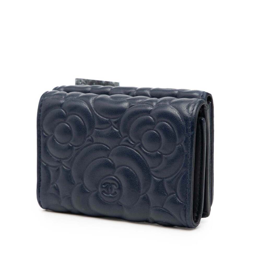 CHANEL Blue Leather Logo Wallet - Picture 2 of 6